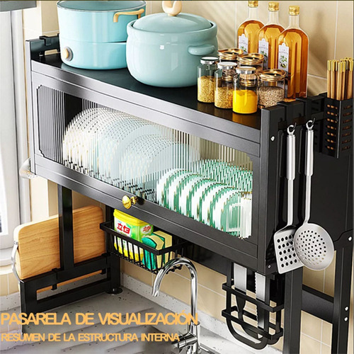 Escurridor De Trastes Todo En Uno Tres Niveles Cocina Grande Gran Capacidad 105*80*30cm Heaimo