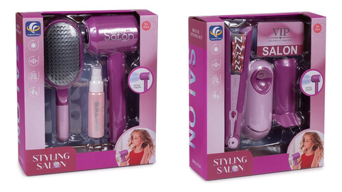 Set Peluqueria Infantil Secador Con Viento Spray Rulos/liso Con Difusores