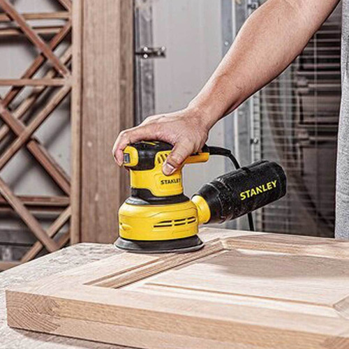 Lijadora profesional roto orbital Stanley SS30-B3 con sistema velcro amarilla 50Hz 300W 220V