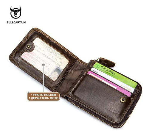 Bullcaptain Cartera Piel Genuina Billetera Qb-025-cf
