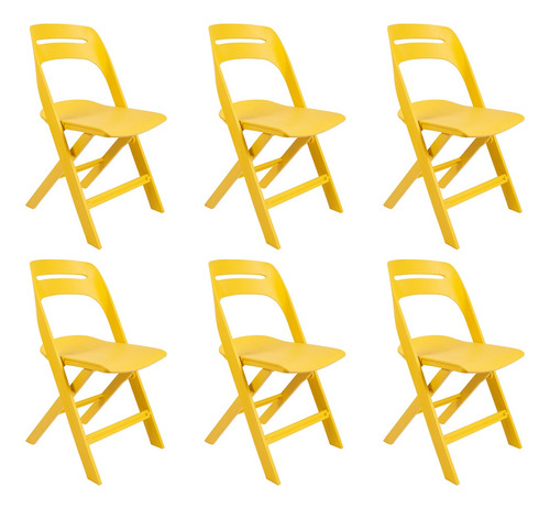 Kit 6 Cadeiras Allegra Amã Polipropileno Monobloco Amarelo