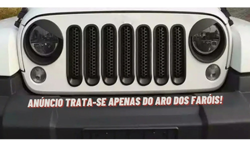 Imagem 3 de 9 de Aro De Farol P/ Jeep Cara De Mal Wrangler Jk 2007 - 2017 Par