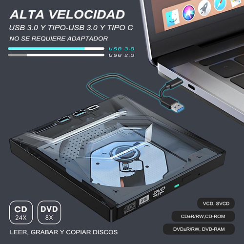 Lectora Y Grabadora De Dvd/cd Externa Usb Tipo C