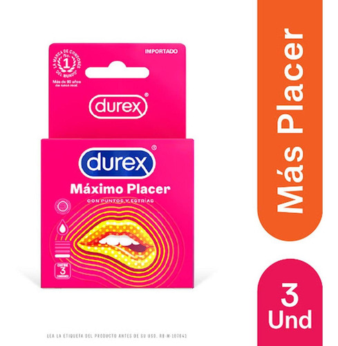 Condones Durex Máximo Placer Caja X 3 Und