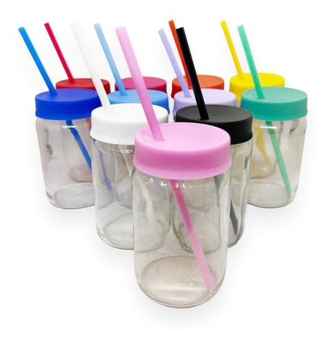 Frasco Vaso Vidrio 360 Cc Tapa Plastica Con Orificio X20