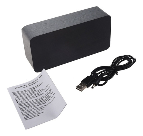 Relógio Mesa Digital Led Mdf Despertador Com Temperatura