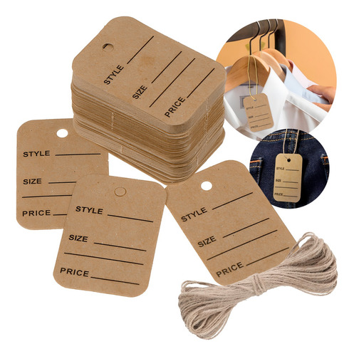 100 Etiquetas Tags De Papel Kraft Para Precios Ropa 5x3cm