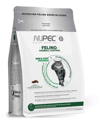 Imagen 1 de 4 de Nupec Gato Felino Pelo Largo Hairball 1.5kg