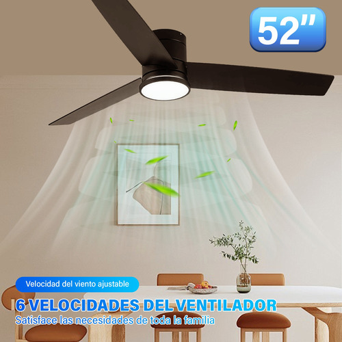 Ventiladores De Techo 4 Hojas Mdf Con Control Remoto Negro