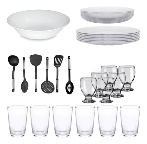 Set Vajilla Completa Vidrio 6 Personas Vasos Tazas Kuchen