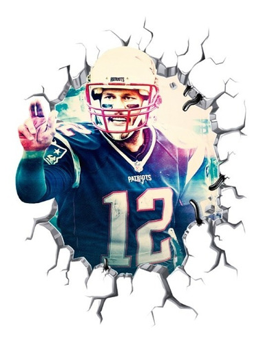 Decoración Tom Brady Vinil Patriots Futbol Americano 65x55