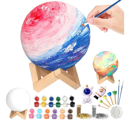 Kit De Pintura De Lámpara De Luna 3d Shefle, De 7 Colores, M