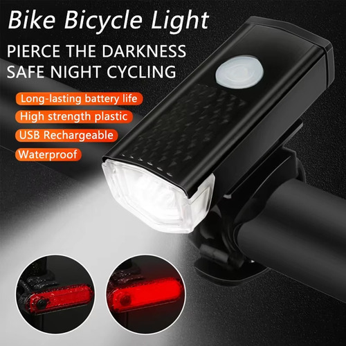 Juego De Faros Delanteros Y Traseros Usb Led Recargables Par