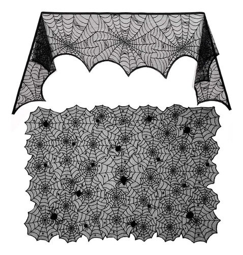 Mantel Rectangular De Encaje Telaraña Para Halloween 46 X 24