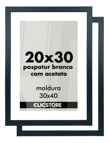 Kit 2 Moldura Paspatur Branco Quadro 20x30 Acetato Retrato Cor Tabaco