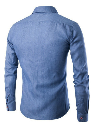 Camisa Vaquera De Manga Larga De Corte Ajustado Para Hombre