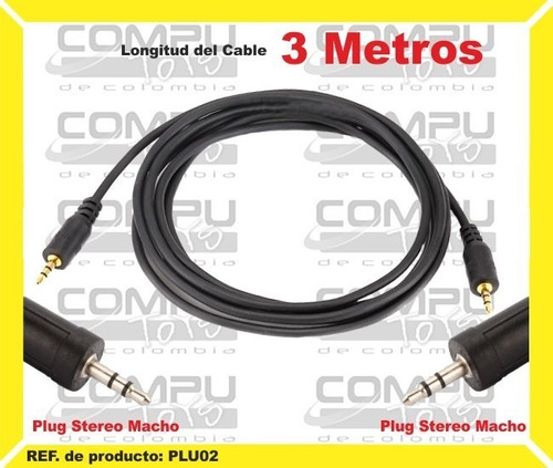 Cable Stereo 3.5 Macho - Macho 3 M Ref: Plu02 Computoys Sas