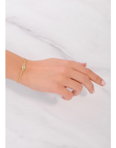 Nice Pulsera Con Ojito Turco De Suerte Con 4 Baños Oro 18k