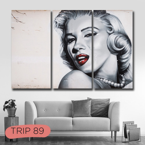 Cuadro Marylin Monroe Trípticos 60x90 Canvas Moderno Marilyn