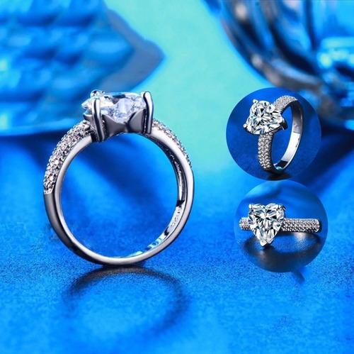 Imagen 5 de 10 de Anillos Compromiso Oro 18k Corazón Amor Regalo Mujer Pareja