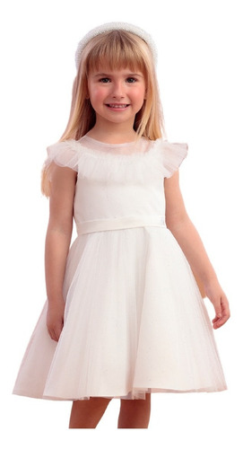 Imagem 1 de 3 de Vestido De Festa Infantil Petit Cherie Off White 22240 Br.