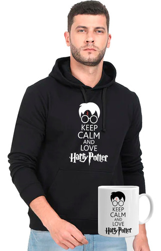 Poleron Canguro Unisex Hp Keep Calm + Tazon 