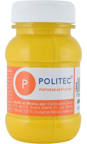 Pintura Acrílica Politec Amarillo Medio 100 Ml