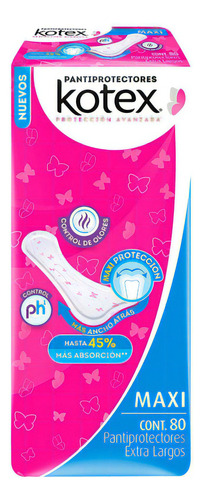 Pantiprotector Kotex Maxi Extra Largo Con 80 Piezas