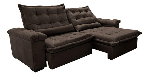 Sofá Retrátil 2,55m Cama Inbox Big Fresh. Com Softgel d40 Cor Café