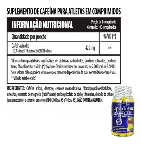 Lipodrene - 100 comprimidos - Alta tecnología - Termogénico