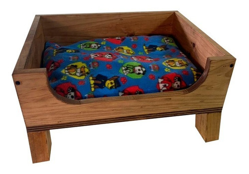 Cama Madera Incluye Cojin Mascotas Perros Gatos 80x70 Cms