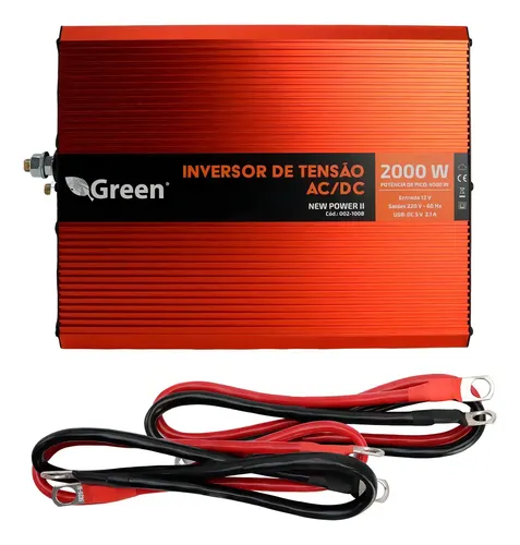 Inversor Green Modelo 002-1008 2000W 12V para 220V com USB e