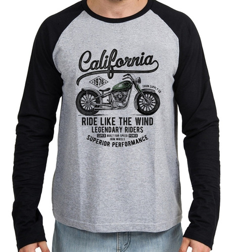 Camiseta Manga Cumprida Davidson Califórnia Moto Harley Esti