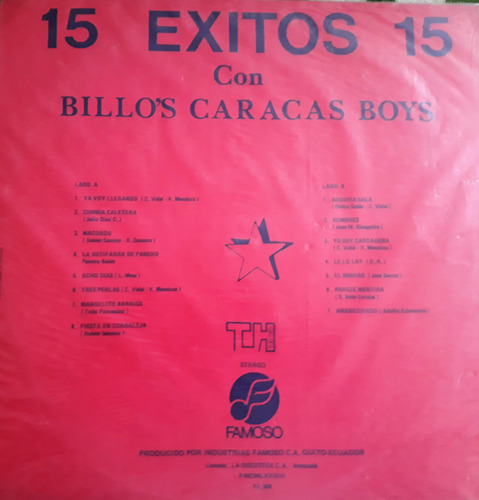 15 Éxitos Con Billo´s Caracas Boys (1983) (Usado)