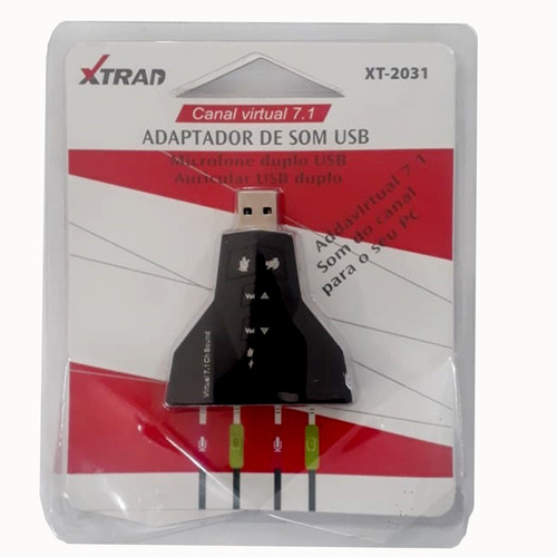 Imagem 2 de 5 de Placa De Audio (som) Usb Com Saida De Fone Duplo 7.1