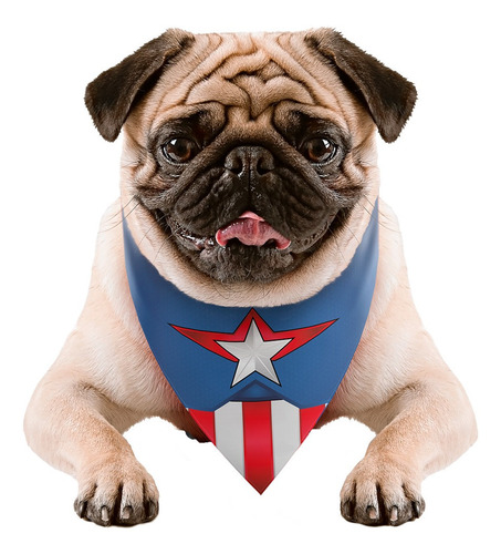 Imagem 3 de 6 de Bandana Cachorro Pets Marvel Capitão América Produto Oficial