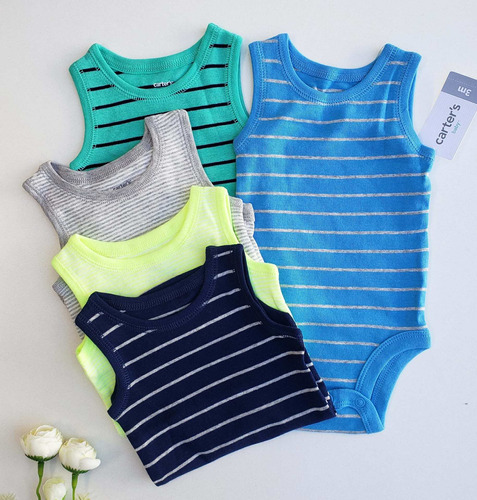 Pack Bodys Sin Manga Bebe Carters Musculosa 3 Meses