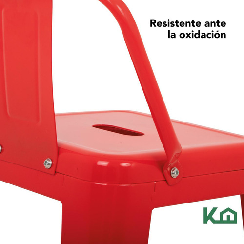 Set De 2 Sillas Banco Alto Con Respaldo Tipo Tolix Vintage Hogar Color Rojo KingsHouse