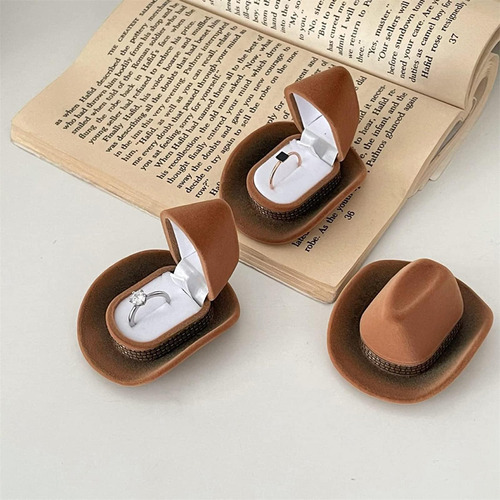 Caja De Anillo En De Sombrero De Caja Portátil Para Anillos
