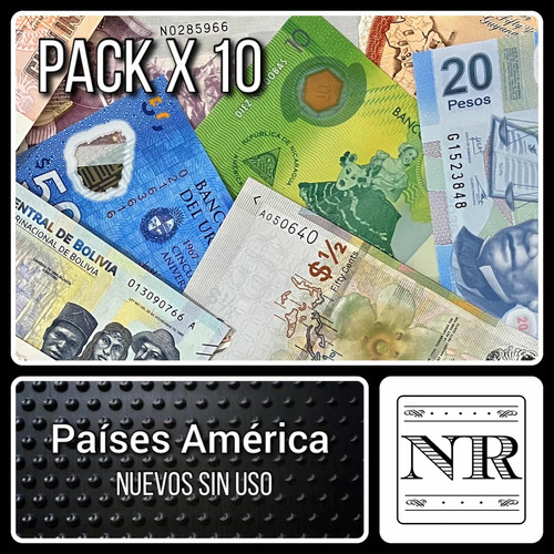 Pack X 10 Billetes Extranjeros - Países América Difíciles