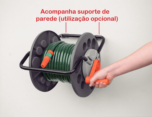 Imagem 2 de 6 de Enrolador Mangueira Tramontina Suporte C/ Manivela Prático