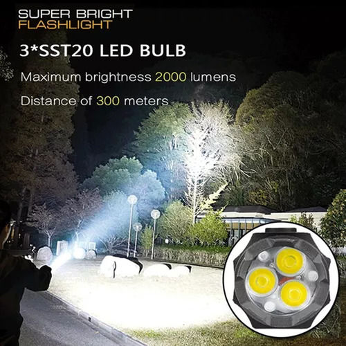 La Potente Linterna Táctica Usb Led T12 Más Fuerte Del Mundo