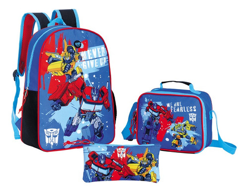 Combo Escolar Morral Cartuchera Y Lonchera - Transformers