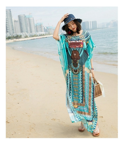 Vestido De Playa Tipo Túnica Para Mujer Con Bata Turca