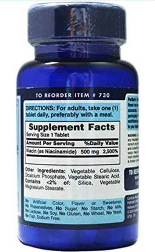 Niacinamida 500mg Americana 2 Frascos