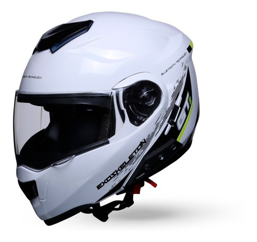 Casco Para Motociclista Abatible Exoskeleton Con Bluetooth Color Blanco Tamaño del casco L