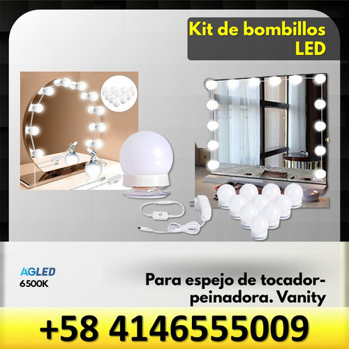 Kit Bombillos Led Para Espejo De Tocador-peinadora 6000k Zu