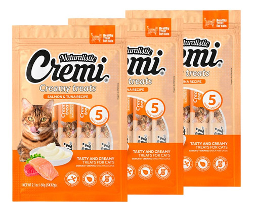 Cremi Atun Y Salmon Snack Humedo Para Gato X 15 Unidades