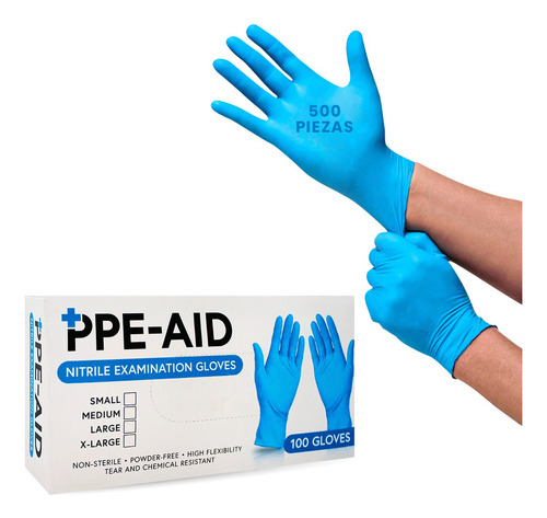 Guantes De Nitrilo Libre De Latex Sin Polvo 500pz Color Azul Talla Mediano