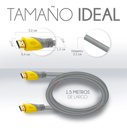Imagen 4 de 9 de Cable Hdmi 1.5 Metros 4k Ps4 Apple Tv Pc Laptop 3d Xbox